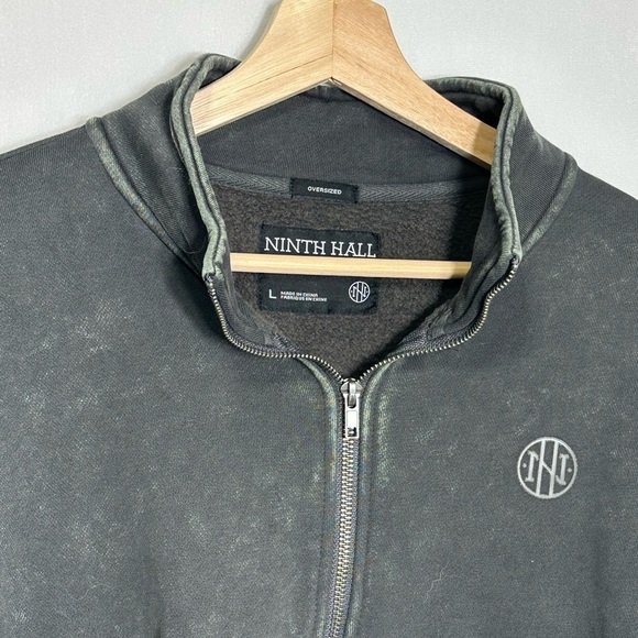 Ninth Hall Fundamentals Sheena Black Wash Oversized Quarter Zip Sweatshirt - L - Picture 4 of 6